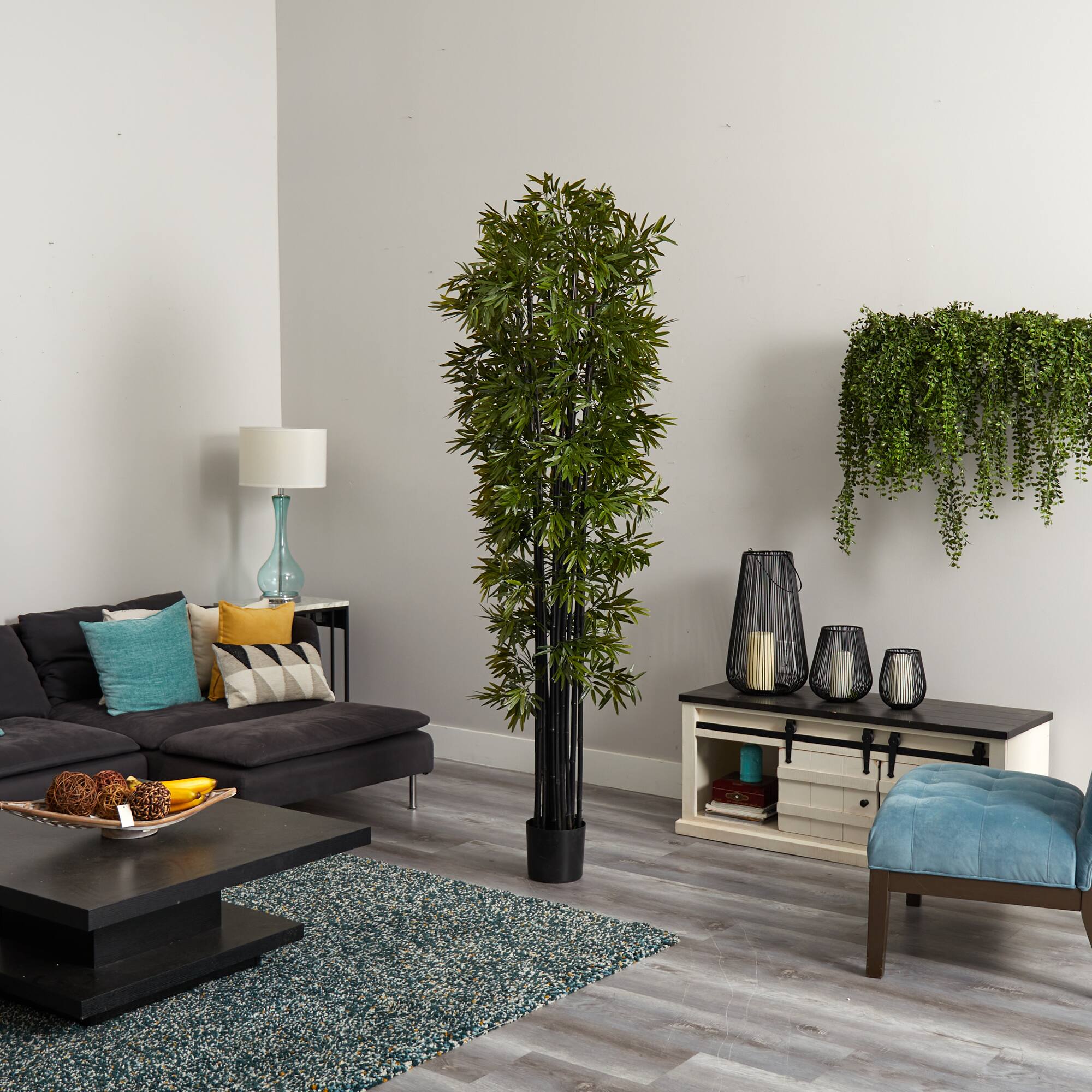 7ft. Potted Bamboo Tree with Black Trunks